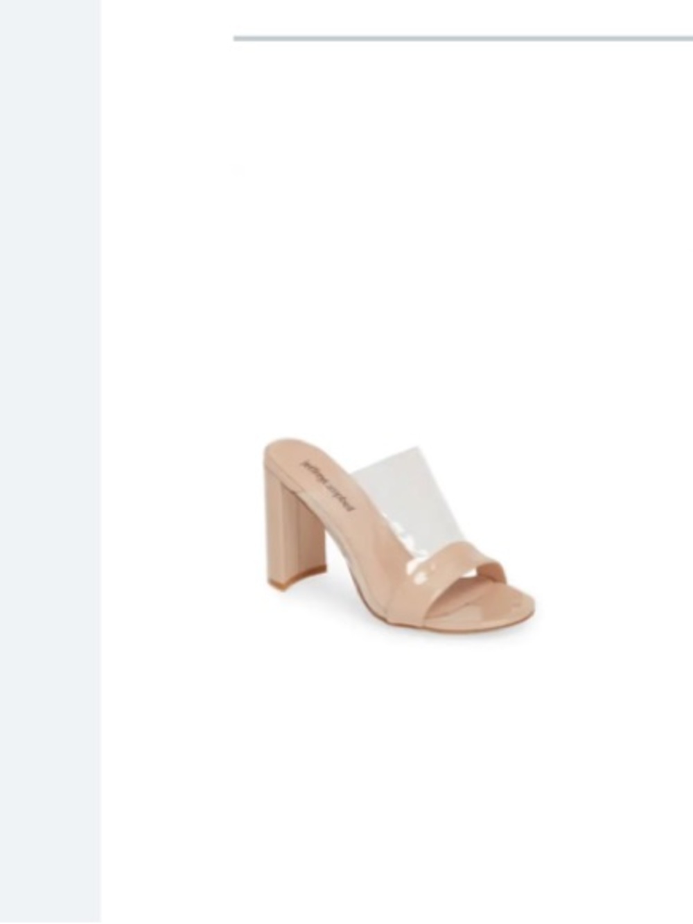 Jeffrey Campbell Keira Open Mule Sandal - Nude Patent Block Heel and Clear